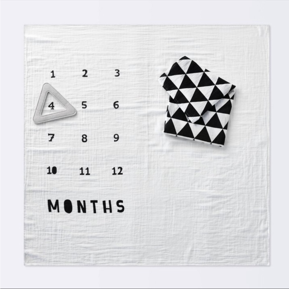 Month Milestone Baby Muslin Blankets with felt triangle- Excellent Condition!